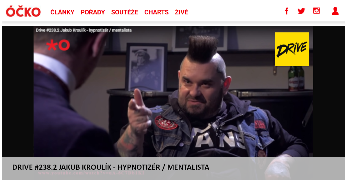 Hypnotizér Jakub Kroulík - rozhovor DRIVE - OCKO TV