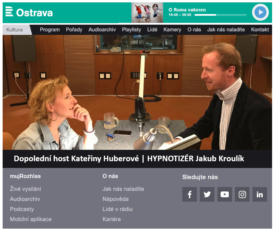 Hypnotizér Jakub Kroulík a Kateřina Huberová ČRo Ostrava