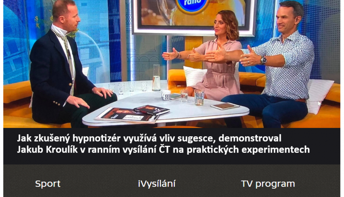 Jak zkušený hypnotizér využívá vliv sugesce - Dobré ráno s Českou televizí
